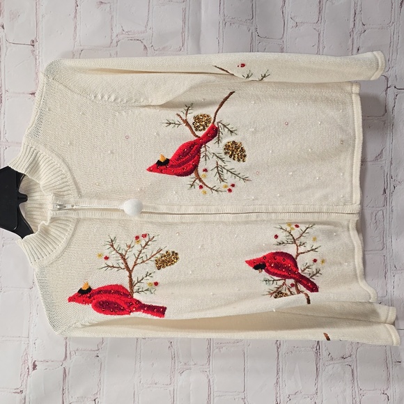 Tiara International Sweaters - Vintage Tiara International Red Cardinal Ugly Christmas Sweater Womens Size M